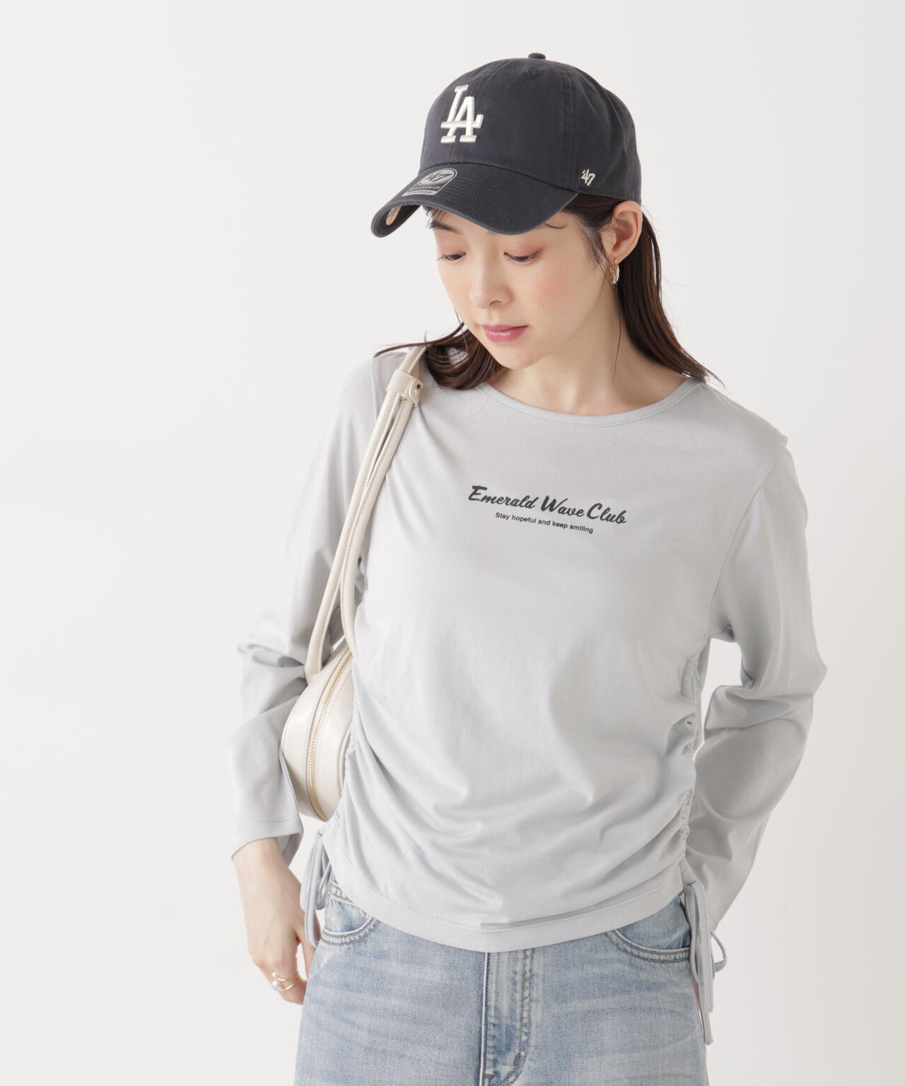 <ウォッシャブル>〈a/mie〉ドロストシアートップス