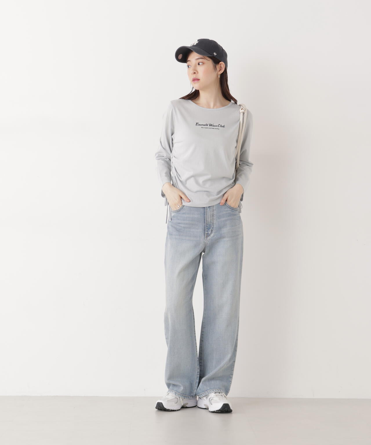 <ウォッシャブル>〈a/mie〉ドロストシアートップス