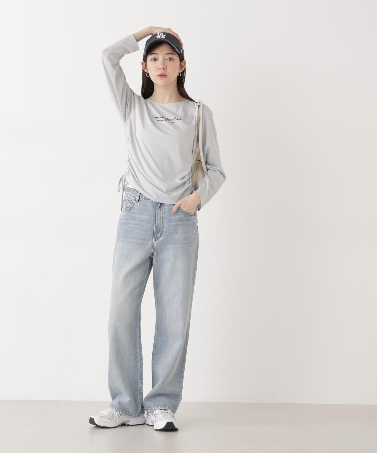<ウォッシャブル>〈a/mie〉ドロストシアートップス
