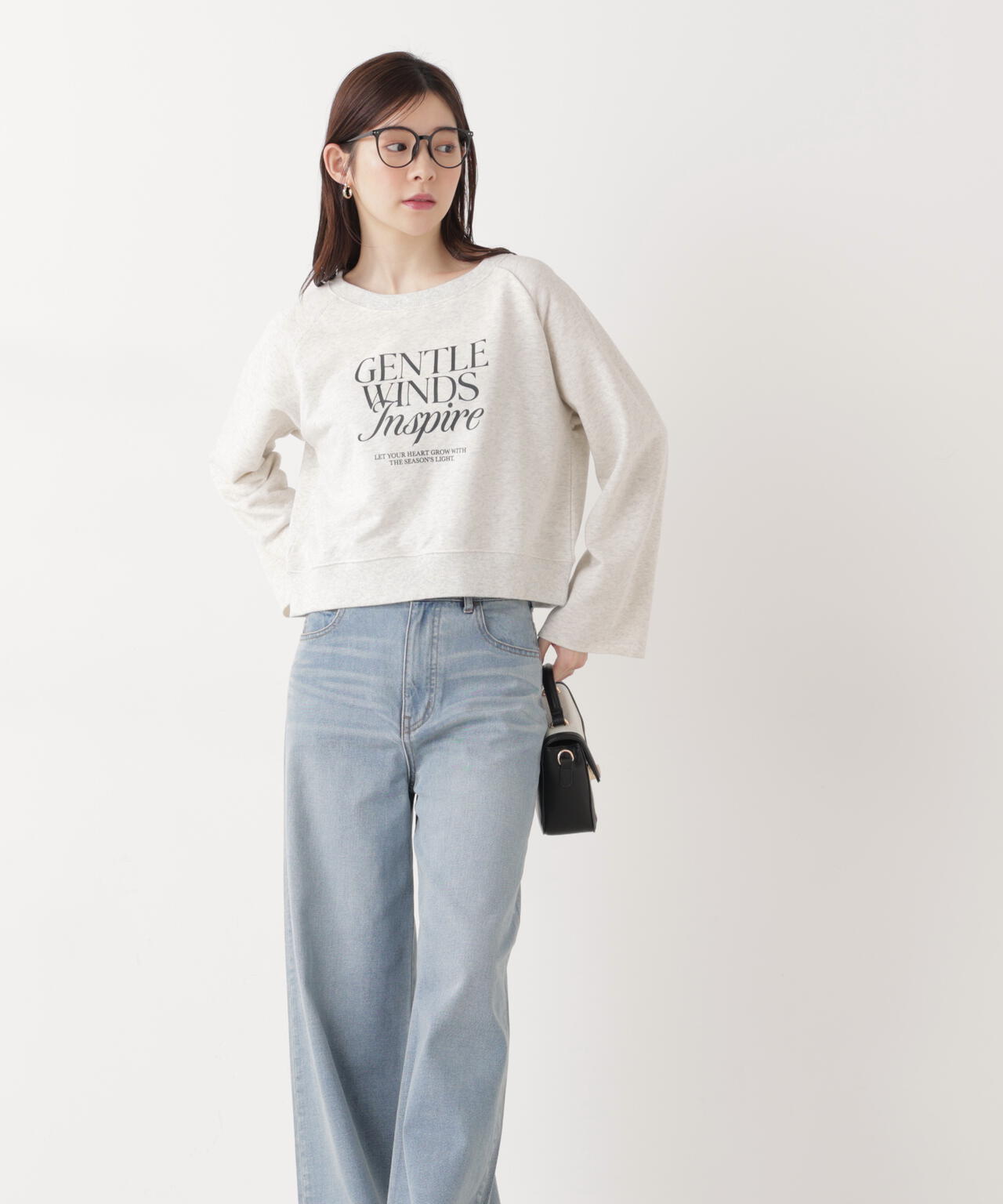 <ウォッシャブル>〈a/mie〉ラグランロゴトップス