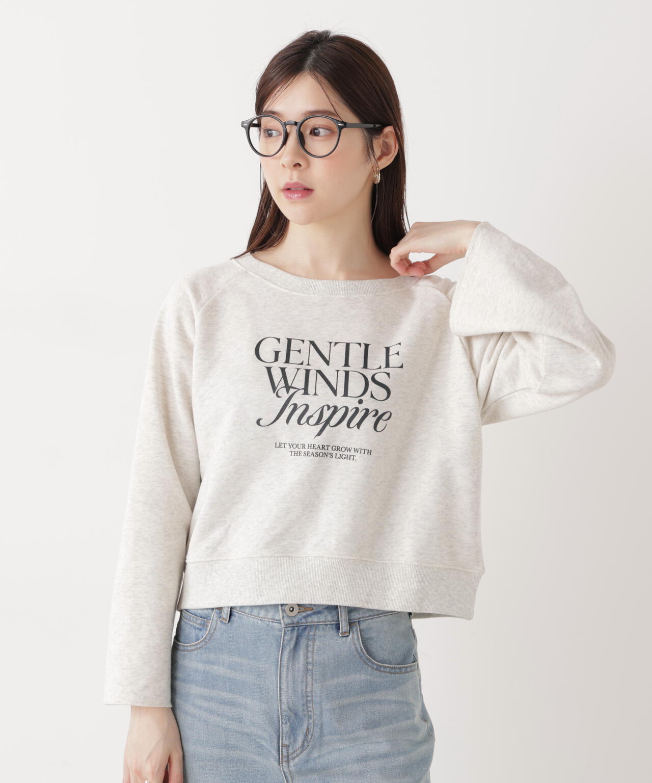 <ウォッシャブル>〈a/mie〉ラグランロゴトップス