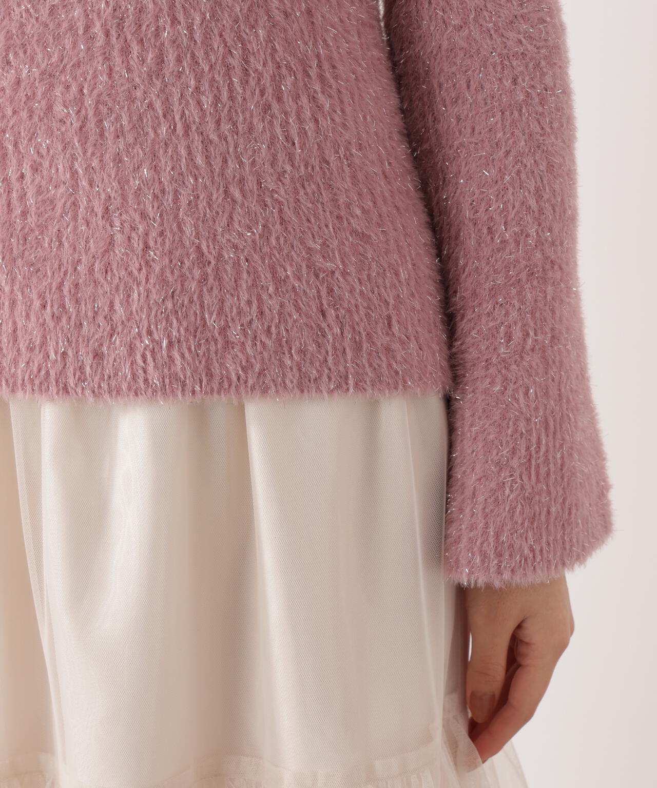 ラメフェザーボートネックニット