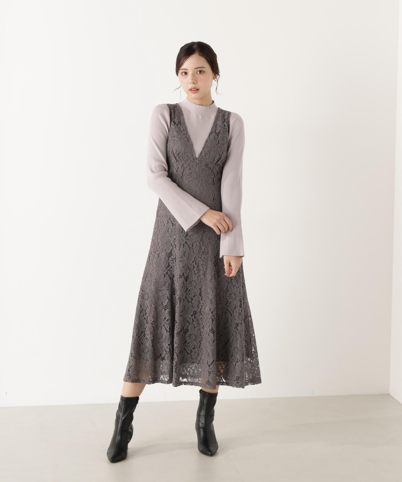 モックネックベーシックニット