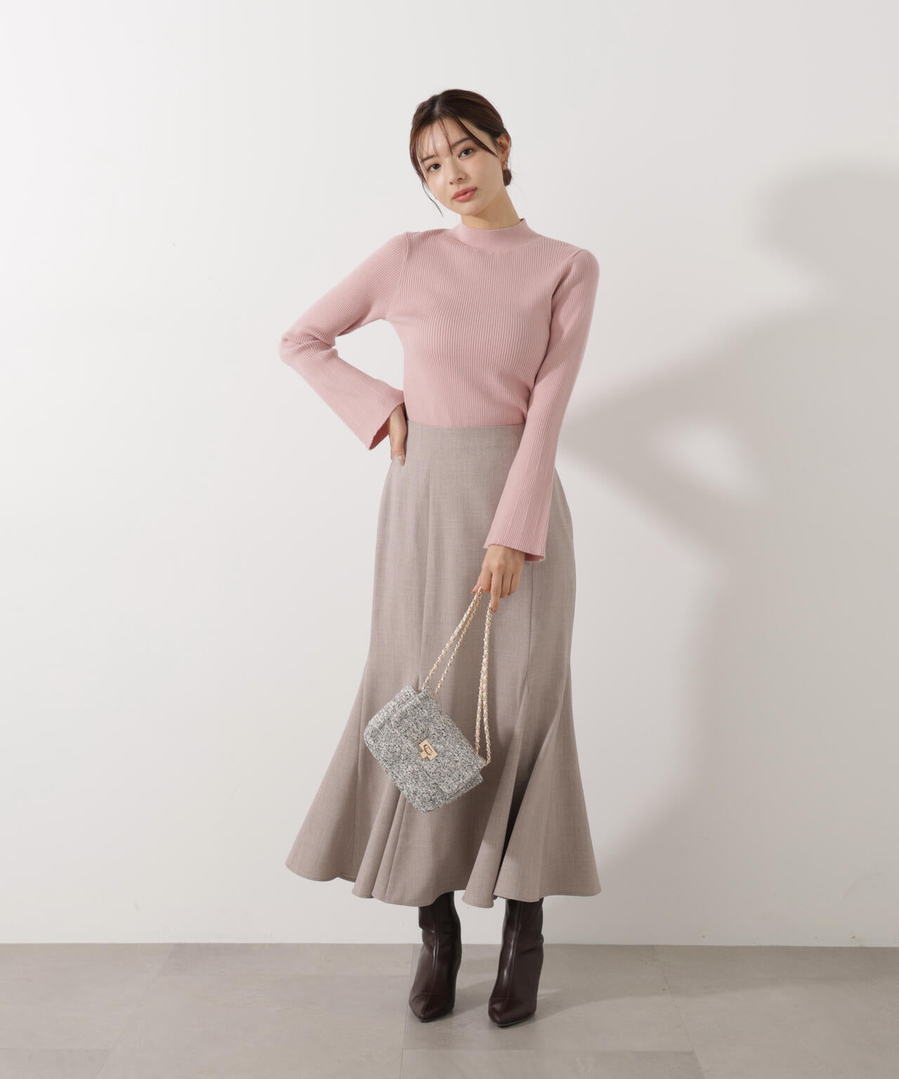 モックネックベーシックニット