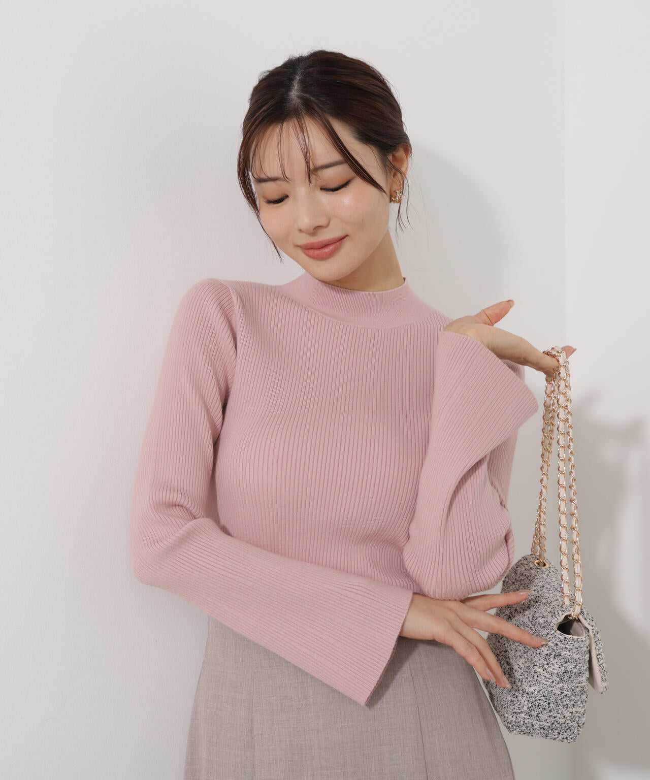 モックネックベーシックニット