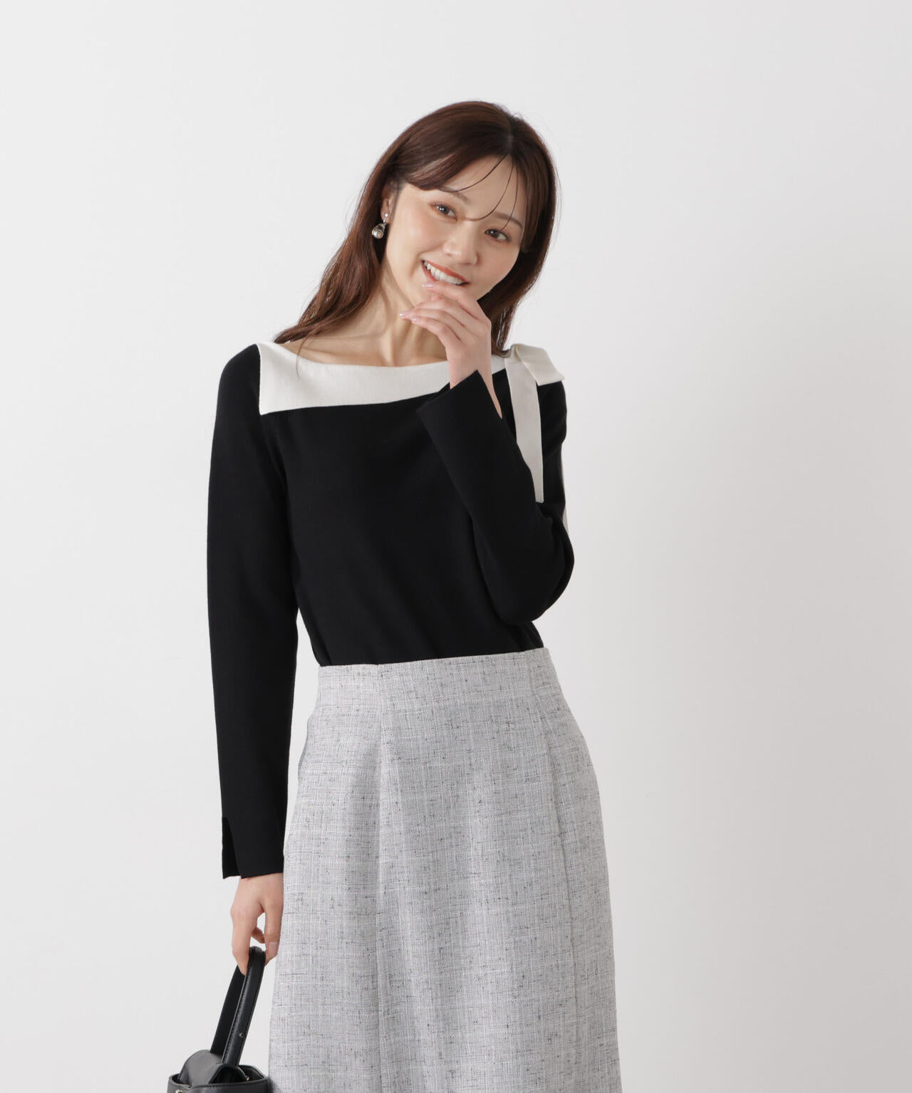 サイドリボン総針ニット【ブルー:official site・有楽町マルイ限定】