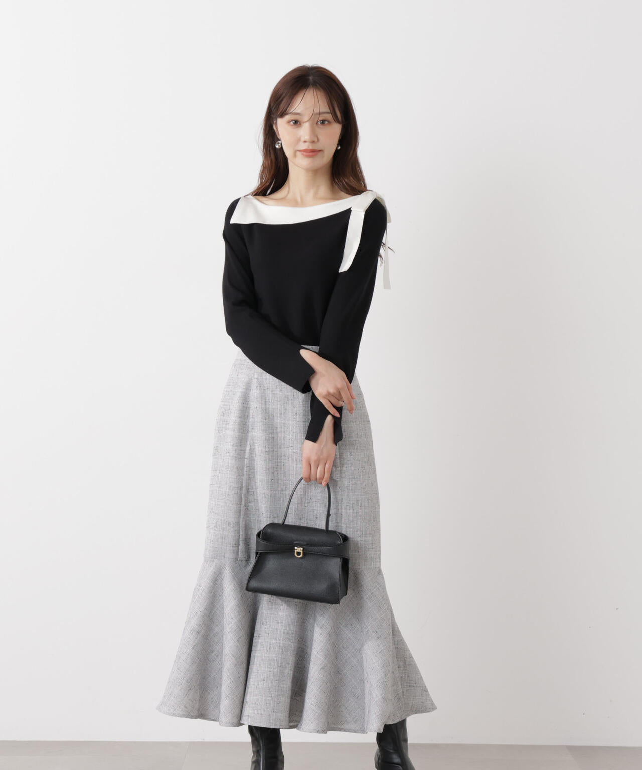 サイドリボン総針ニット【ブルー:official site・有楽町マルイ限定】