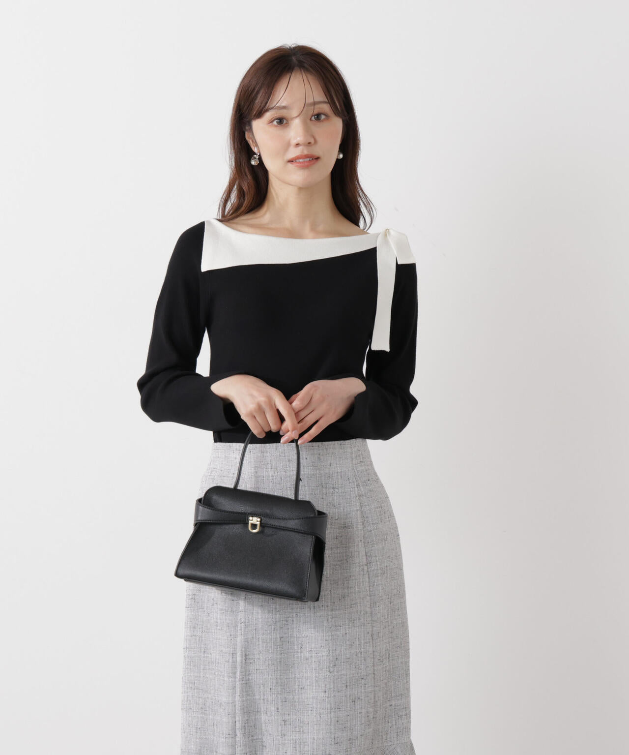 サイドリボン総針ニット【ブルー:official site・有楽町マルイ限定】