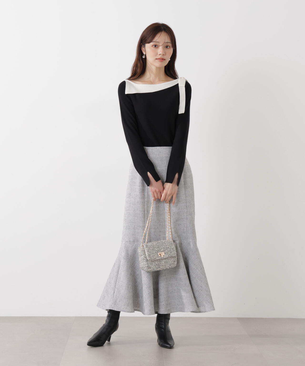 サイドリボン総針ニット【ブルー:official site・有楽町マルイ限定】