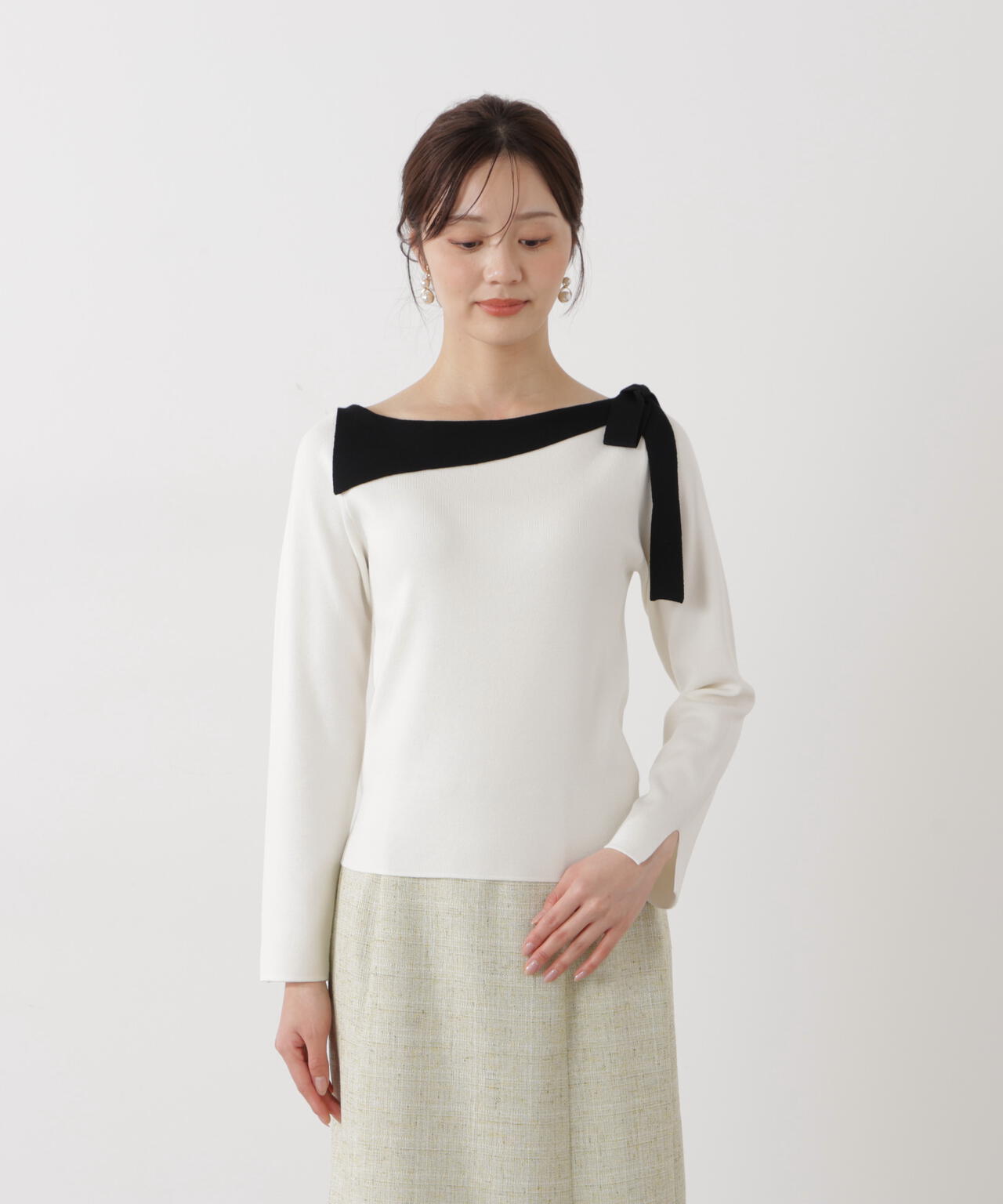 サイドリボン総針ニット【ブルー:official site・有楽町マルイ限定】