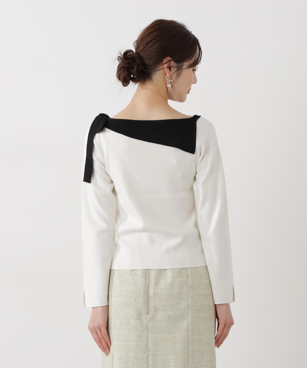 サイドリボン総針ニット【ブルー:official site・有楽町マルイ限定】