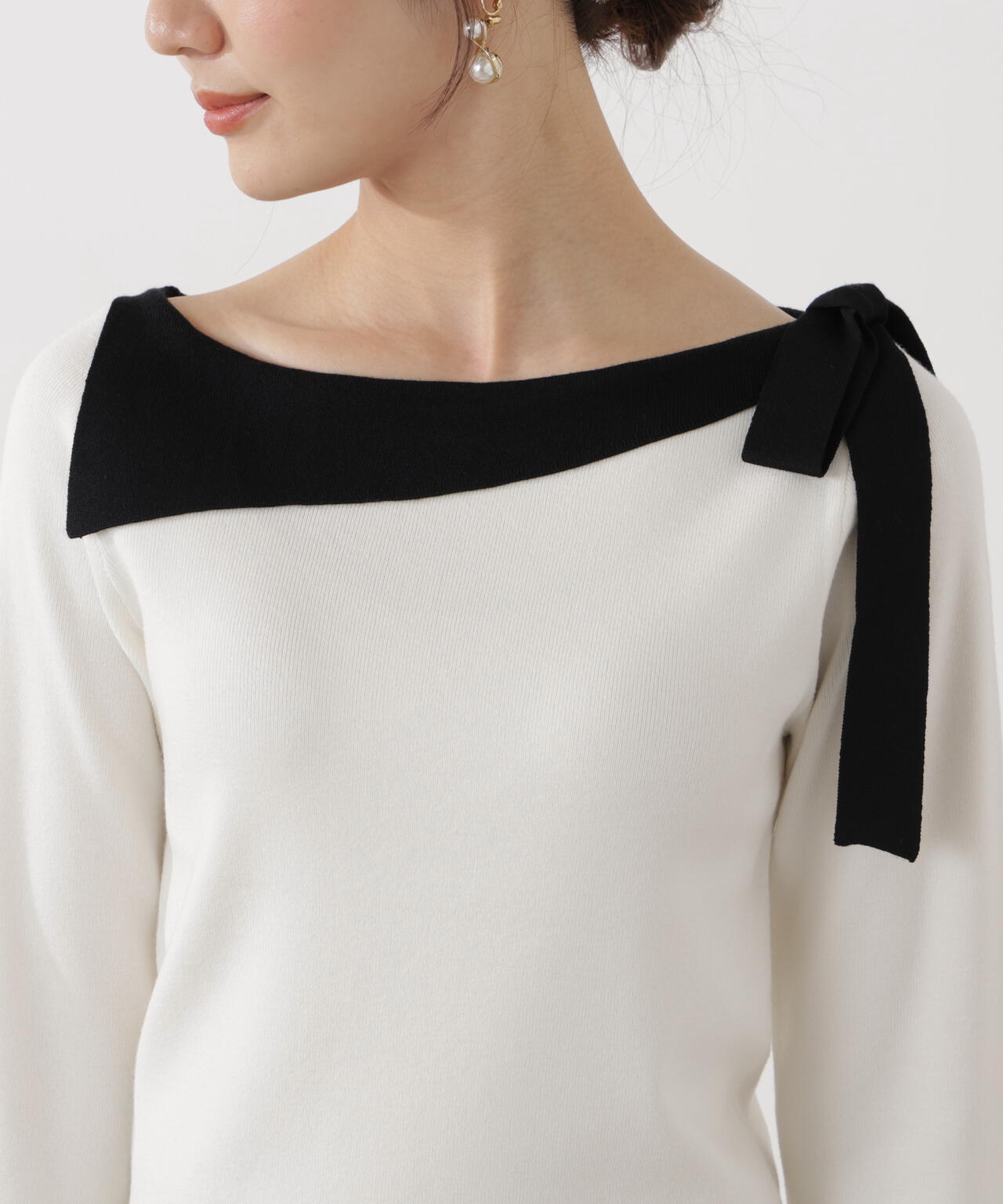 サイドリボン総針ニット【ブルー:official site・有楽町マルイ限定】