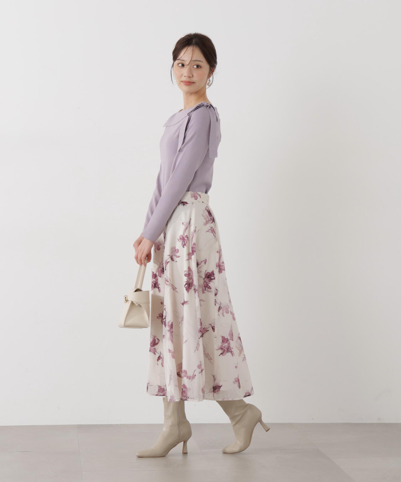 サイドリボン総針ニット【ブルー:official site・有楽町マルイ限定】