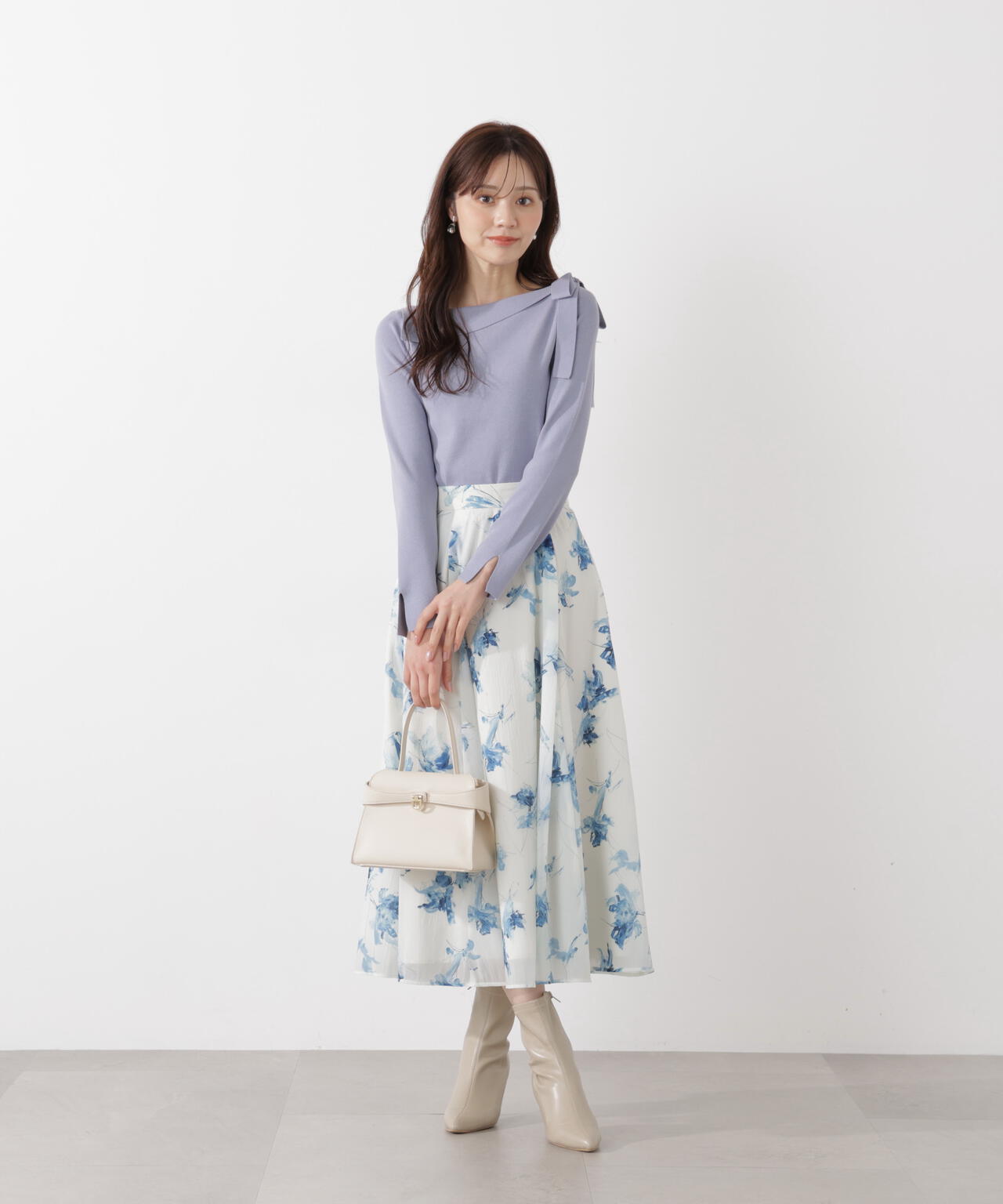 サイドリボン総針ニット【ブルー:official site・有楽町マルイ限定】