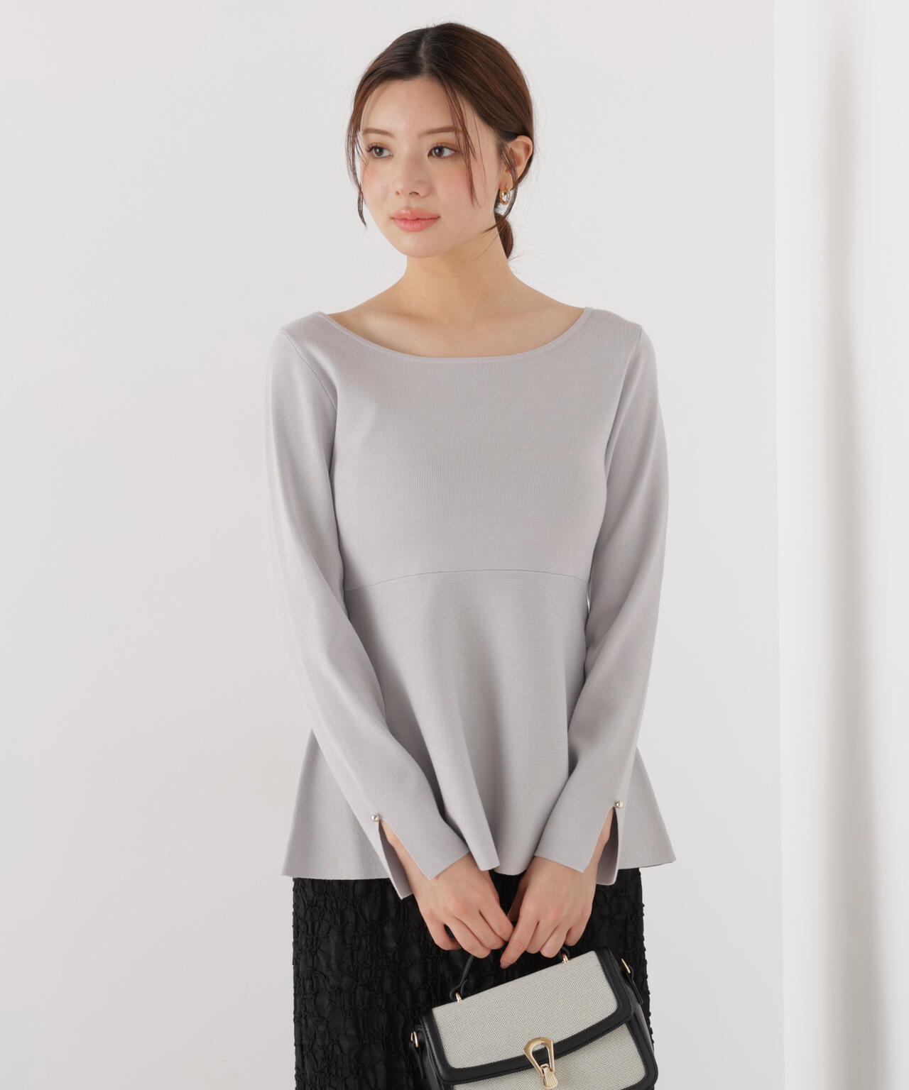 <ウォッシャブル/UV>ペプラムベーシックニット【ブルー:official site・ZOZOTOWN・一部店舗限定】