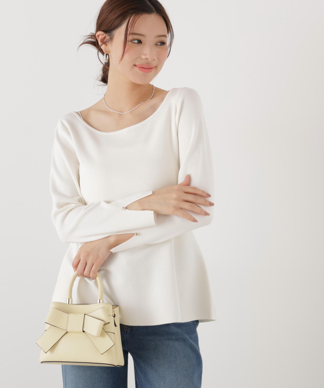 <ウォッシャブル/UV>ペプラムベーシックニット【ブルー:official site・ZOZOTOWN・一部店舗限定】