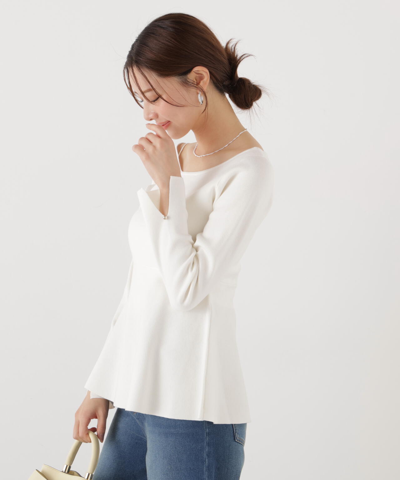 <ウォッシャブル/UV>ペプラムベーシックニット【ブルー:official site・ZOZOTOWN・一部店舗限定】