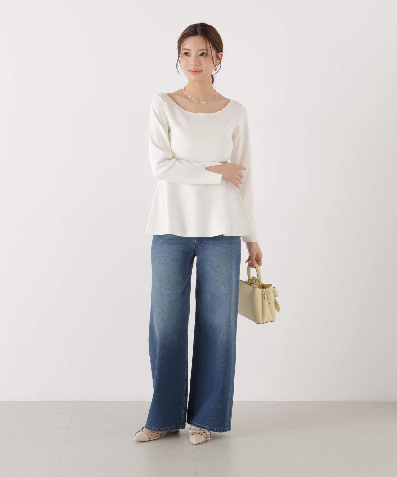 <ウォッシャブル/UV>ペプラムベーシックニット【ブルー:official site・ZOZOTOWN・一部店舗限定】