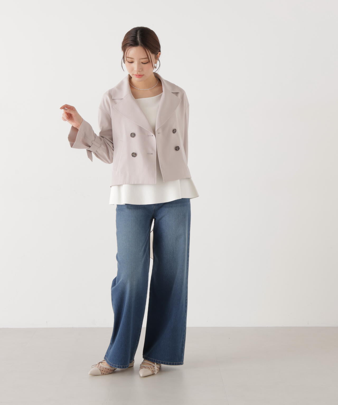 <ウォッシャブル/UV>ペプラムベーシックニット【ブルー:official site・ZOZOTOWN・一部店舗限定】