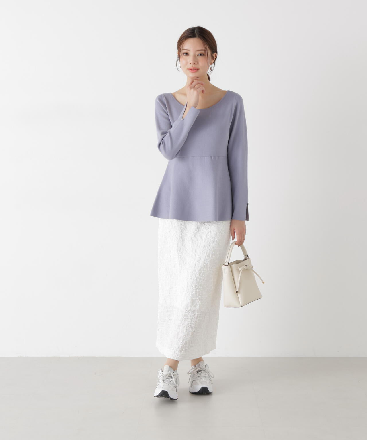 <ウォッシャブル/UV>ペプラムベーシックニット【ブルー:official site・ZOZOTOWN・一部店舗限定】