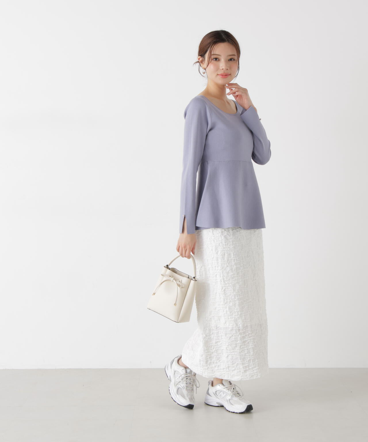 <ウォッシャブル/UV>ペプラムベーシックニット【ブルー:official site・ZOZOTOWN・一部店舗限定】