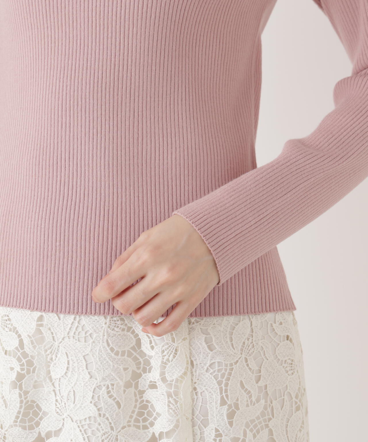 <ウォッシャブル/UV>バー付きビッグ襟ニット