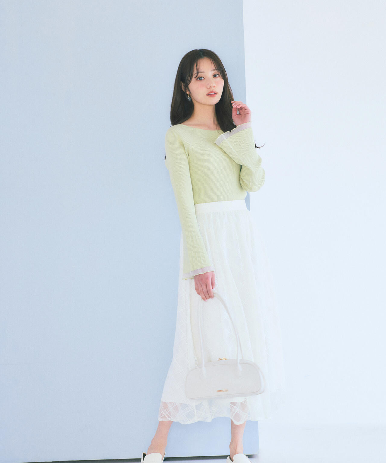 <ウォッシャブル/UVカット>シアー切り替えボートネックニット