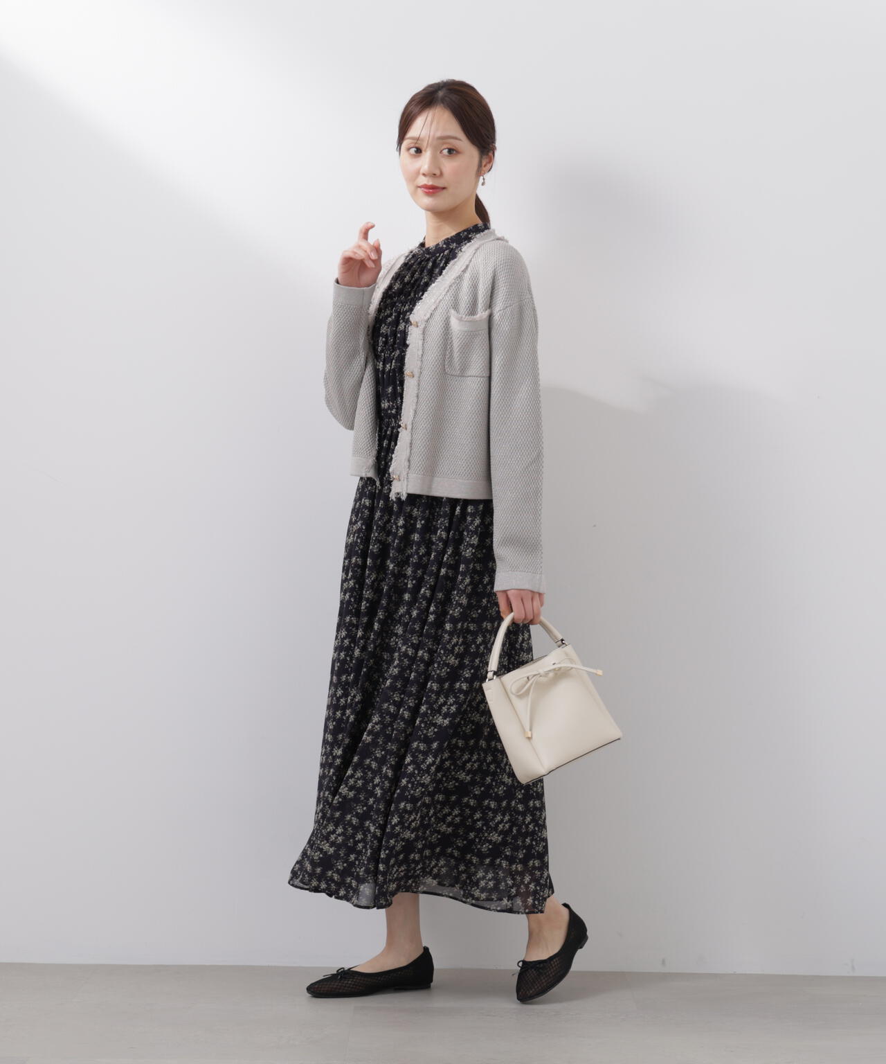 ラメ透かしニットジャケット