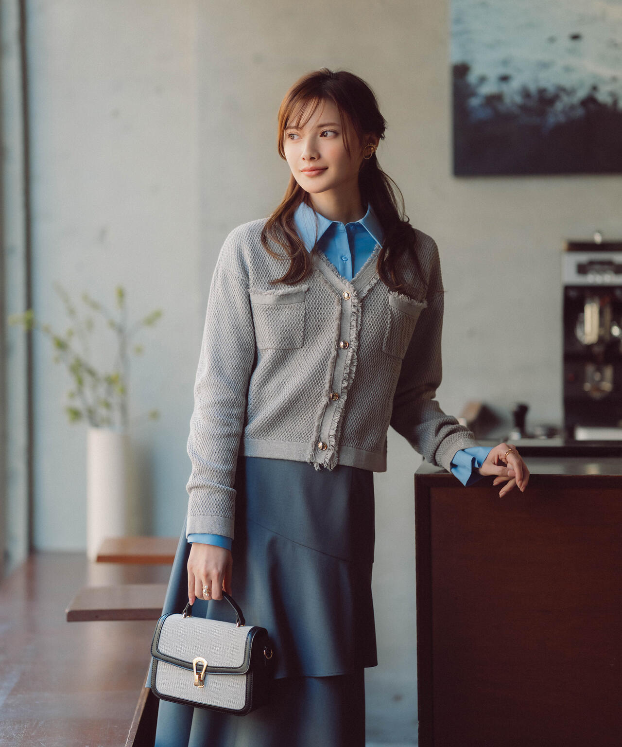 ラメ透かしニットジャケット