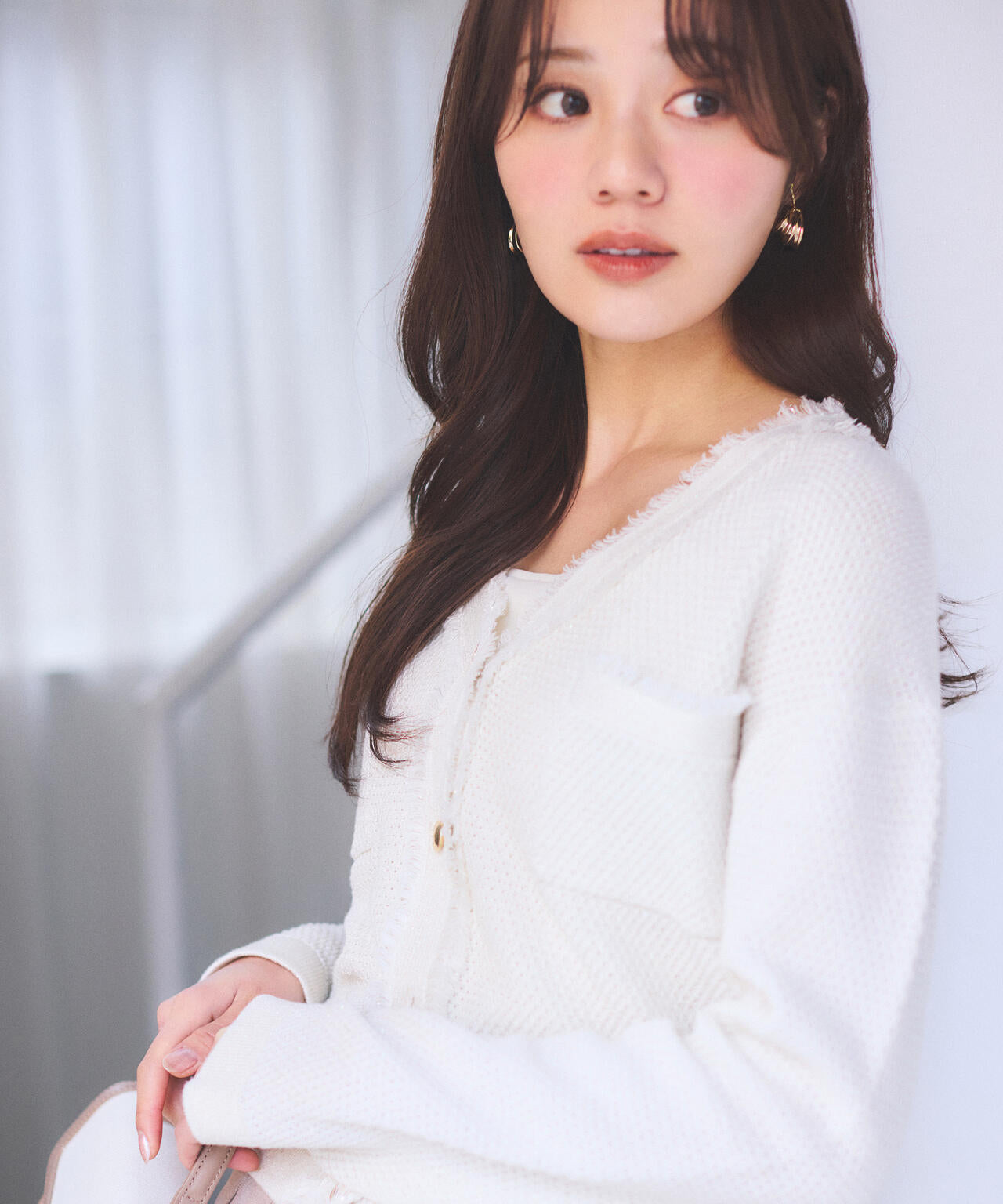 ラメ透かしニットジャケット