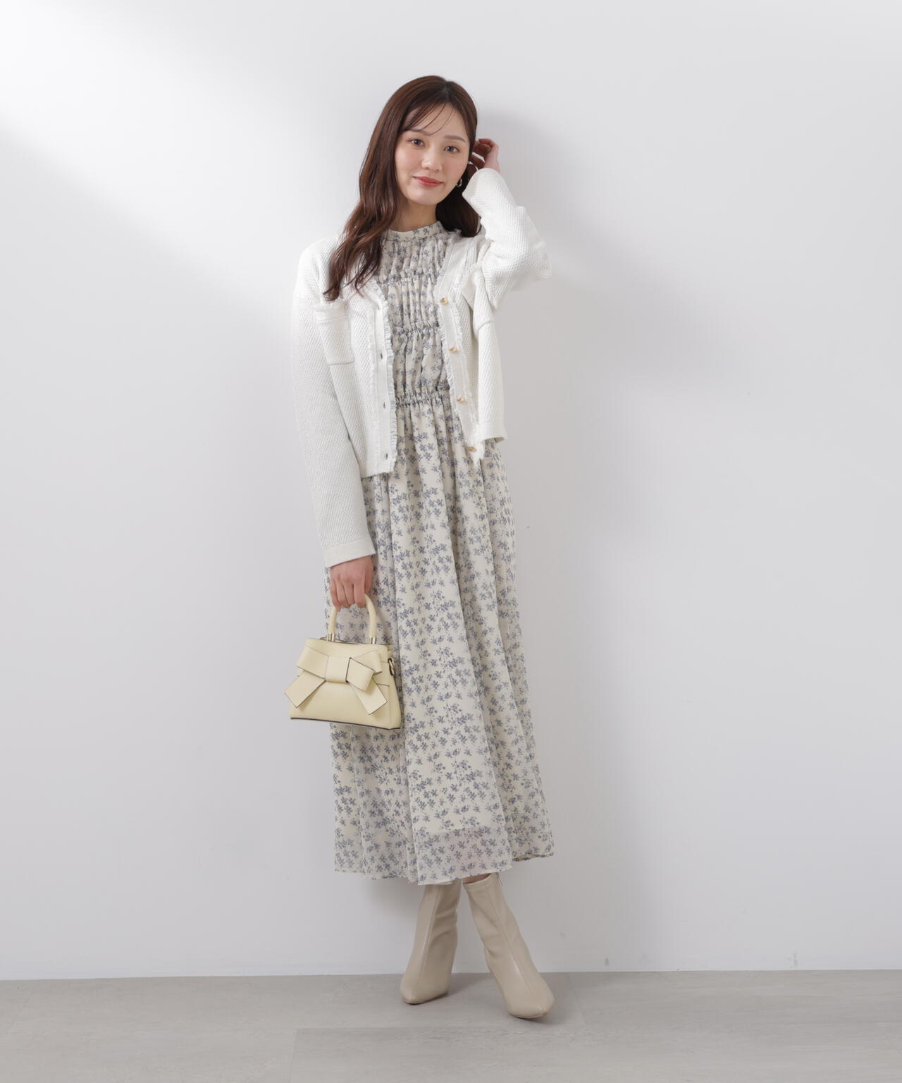 ラメ透かしニットジャケット