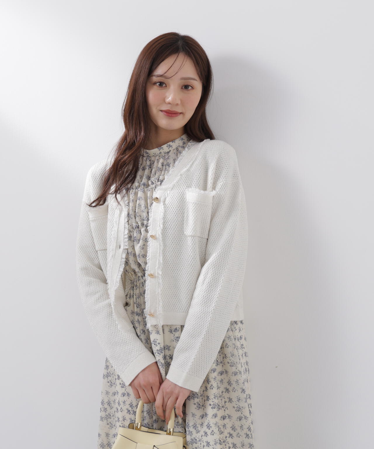 ラメ透かしニットジャケット