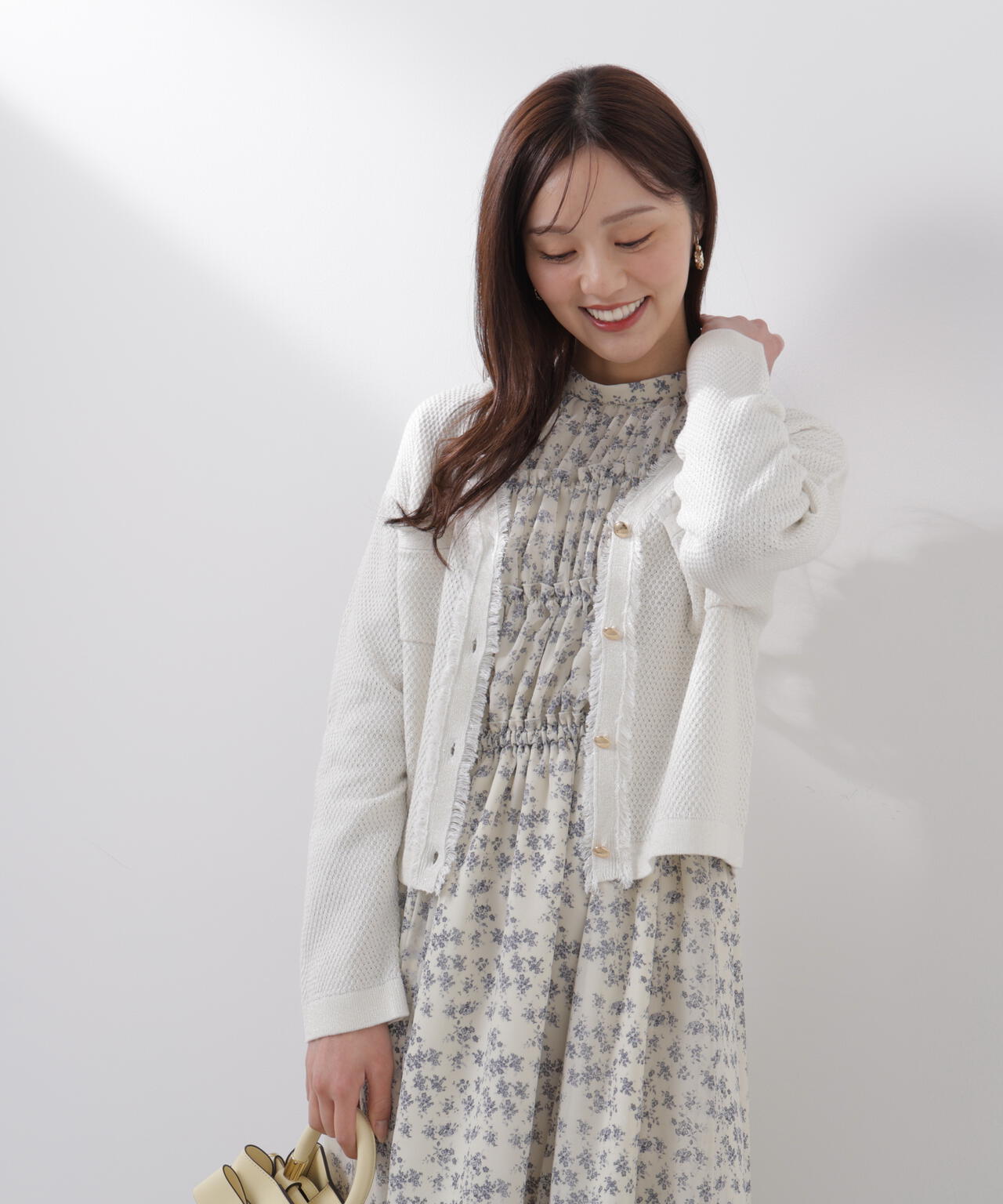 ラメ透かしニットジャケット