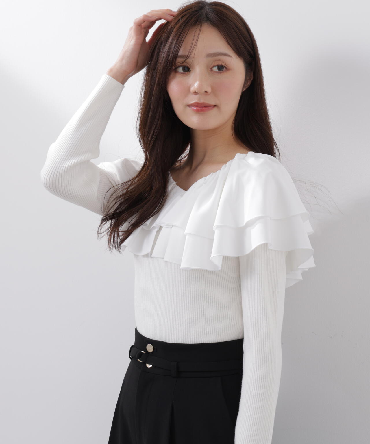 ボリュームラッフルニット【ピンク×ピンク:official site・一部店舗限定】