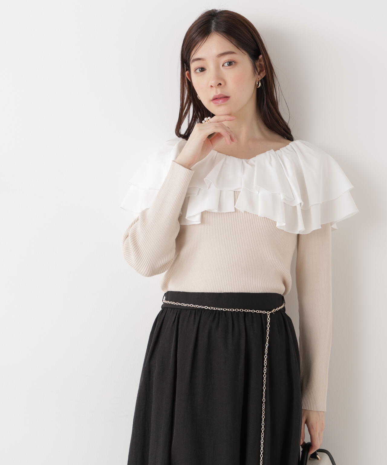 ボリュームラッフルニット【ピンク×ピンク:official site・一部店舗限定】