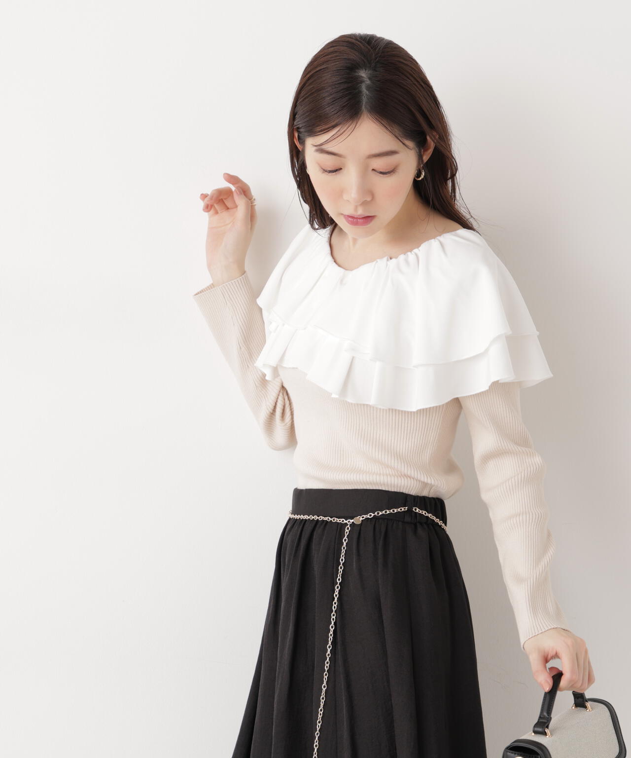 ボリュームラッフルニット【ピンク×ピンク:official site・一部店舗限定】