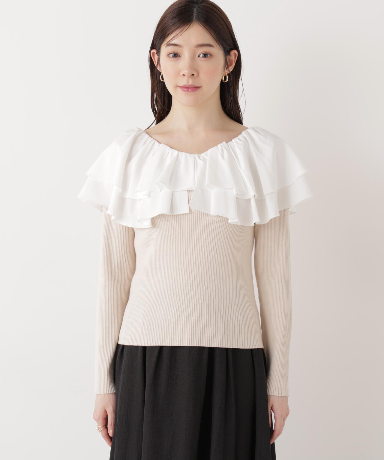 ボリュームラッフルニット【ピンク×ピンク:official site・一部店舗限定】