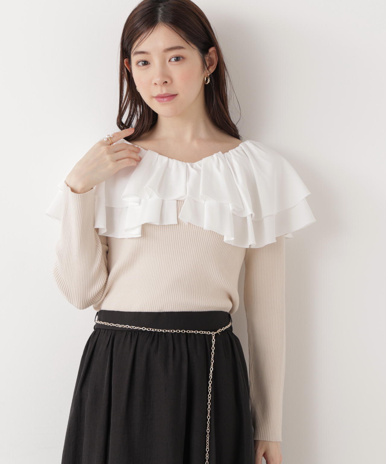 ボリュームラッフルニット【ピンク×ピンク:official site・一部店舗限定】