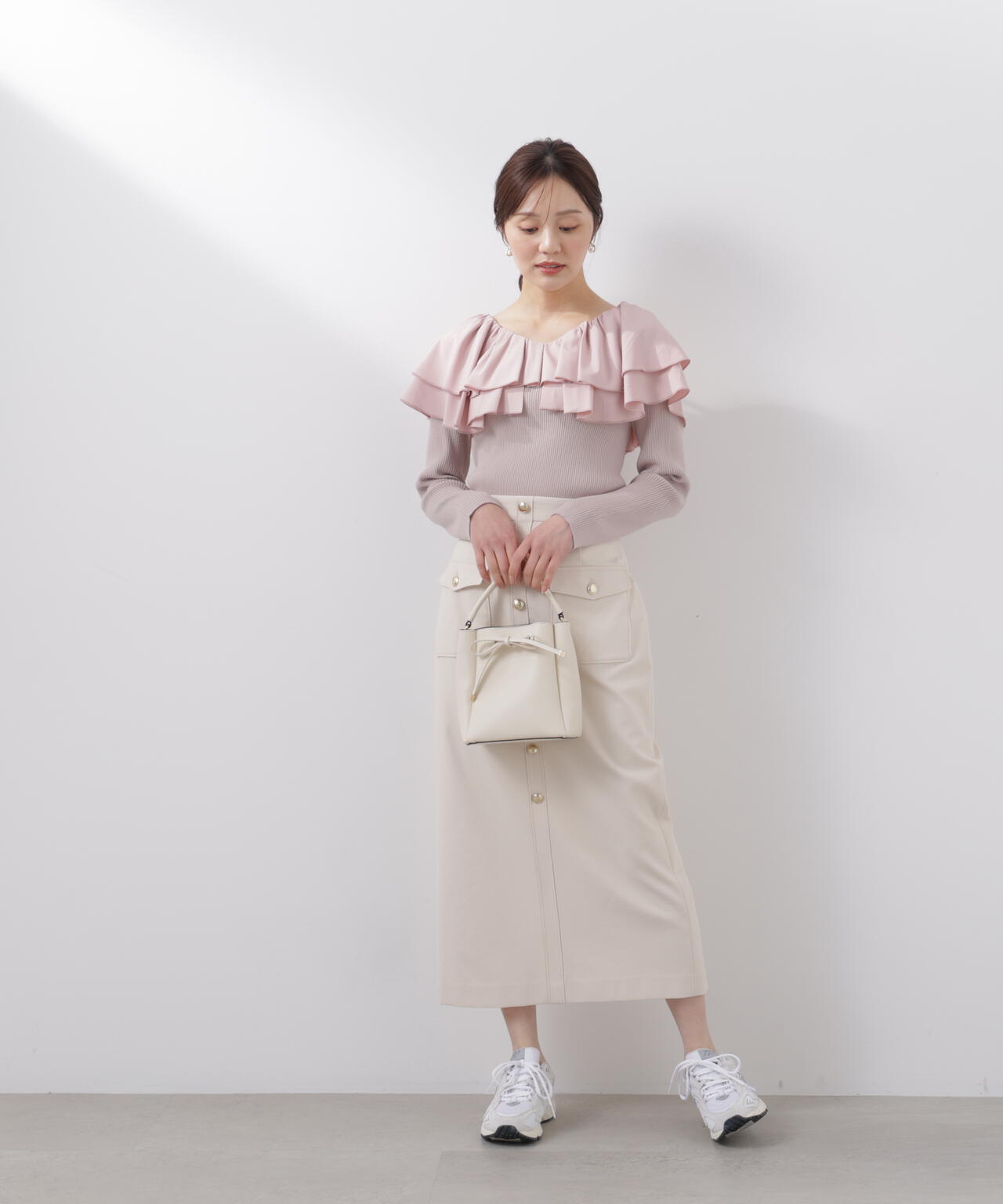 ボリュームラッフルニット【ピンク×ピンク:official site・一部店舗限定】