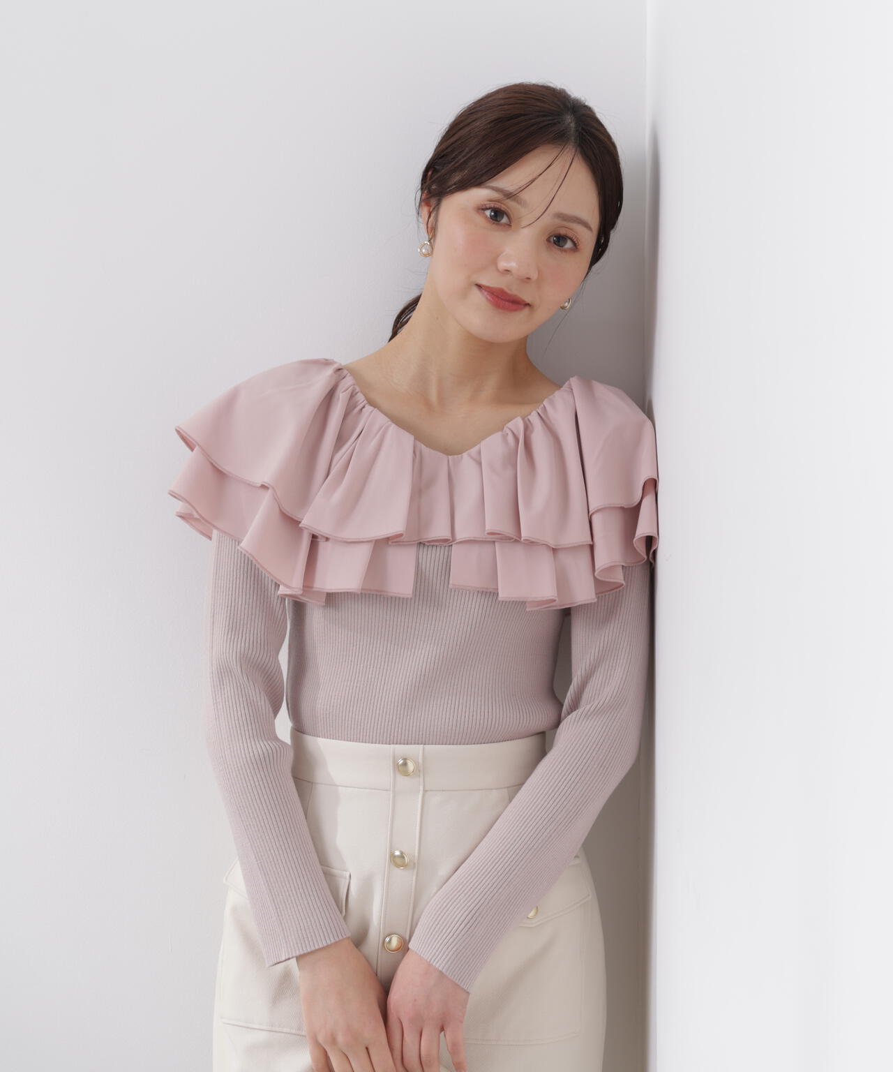 ボリュームラッフルニット【ピンク×ピンク:official site・一部店舗限定】