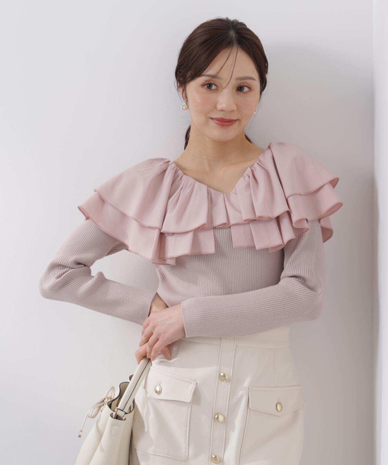 ボリュームラッフルニット【ピンク×ピンク:official site・一部店舗限定】