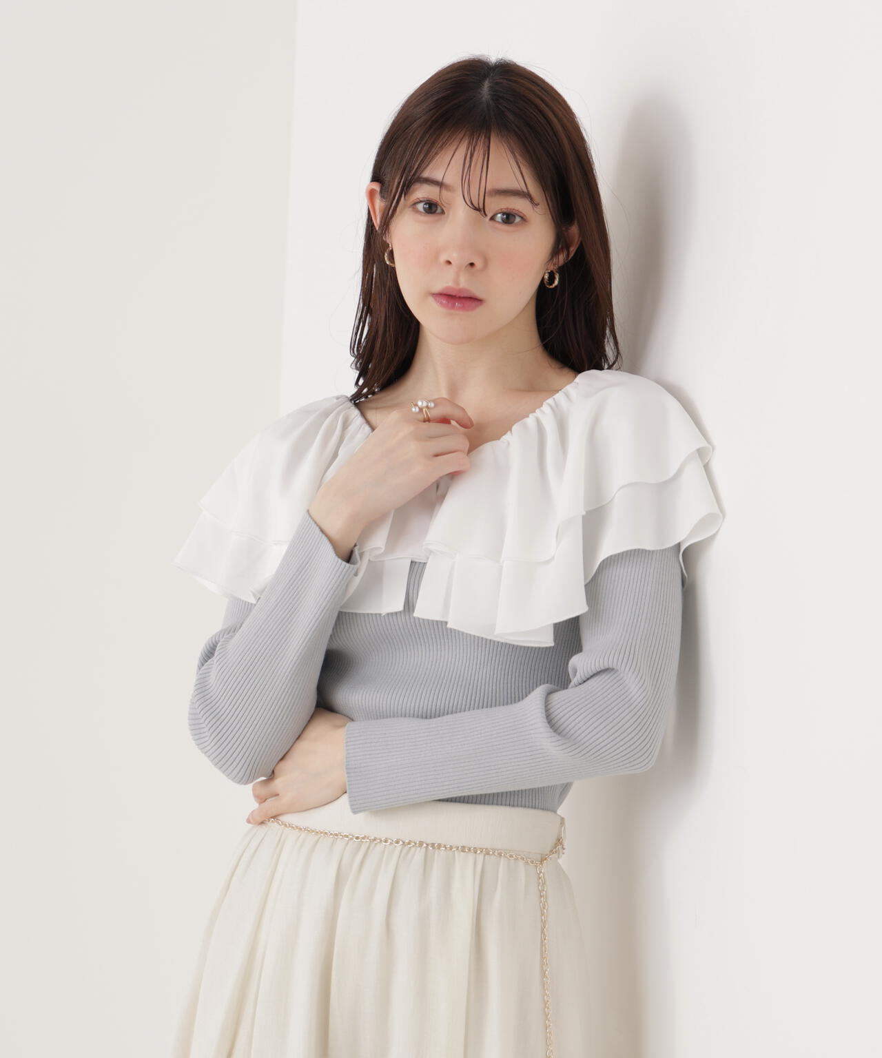 ボリュームラッフルニット【ピンク×ピンク:official site・一部店舗限定】