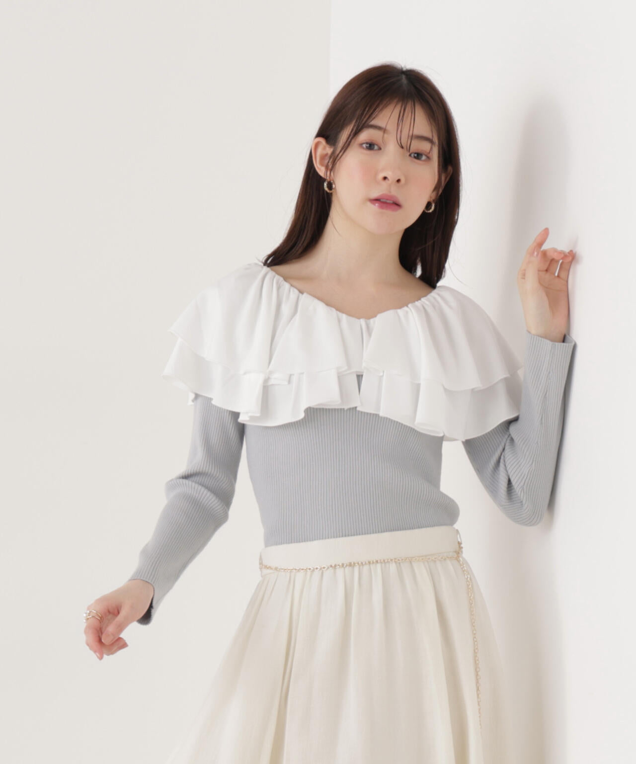 ボリュームラッフルニット【ピンク×ピンク:official site・一部店舗限定】