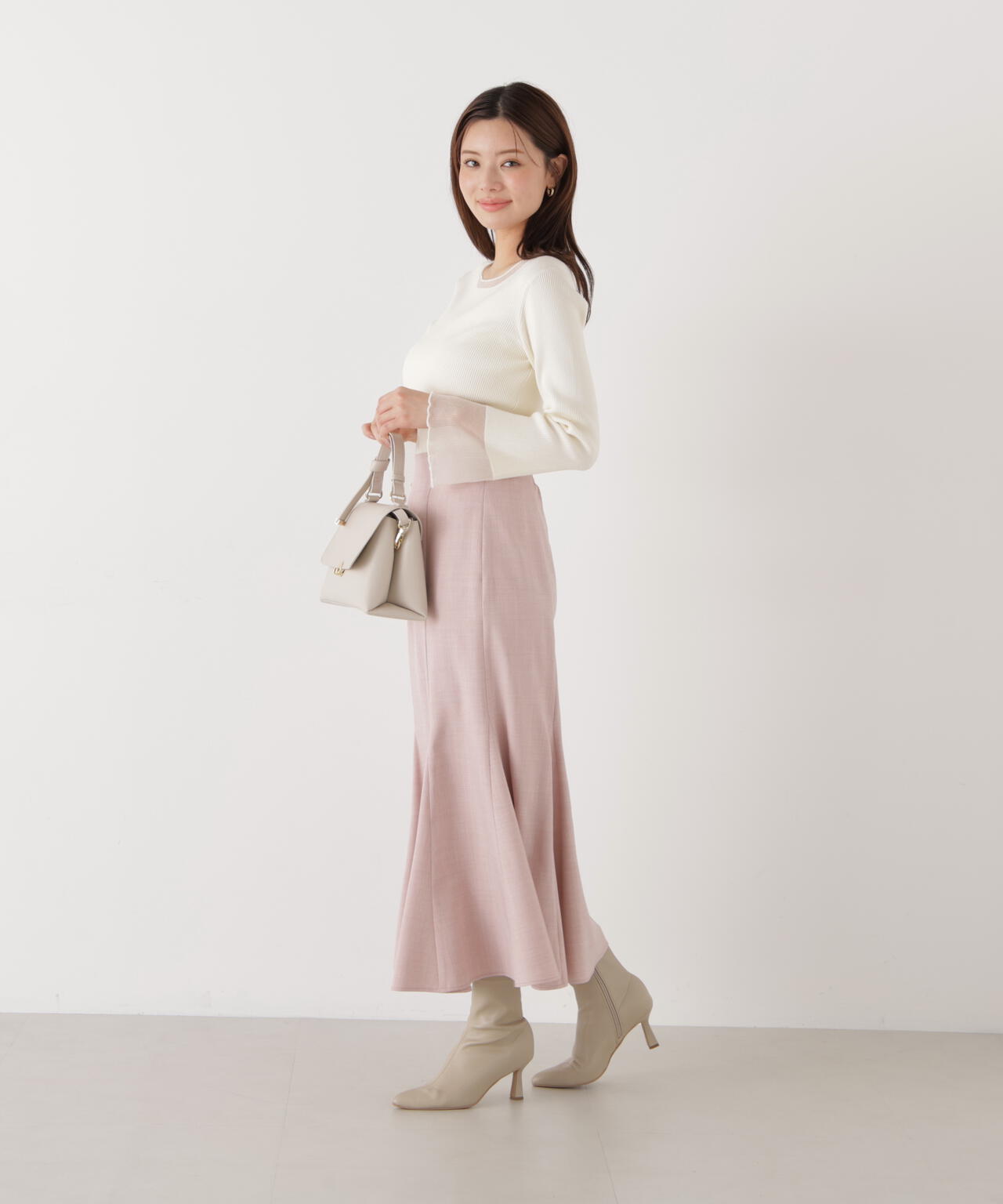 部分シアーフレアスリーブニットトップス