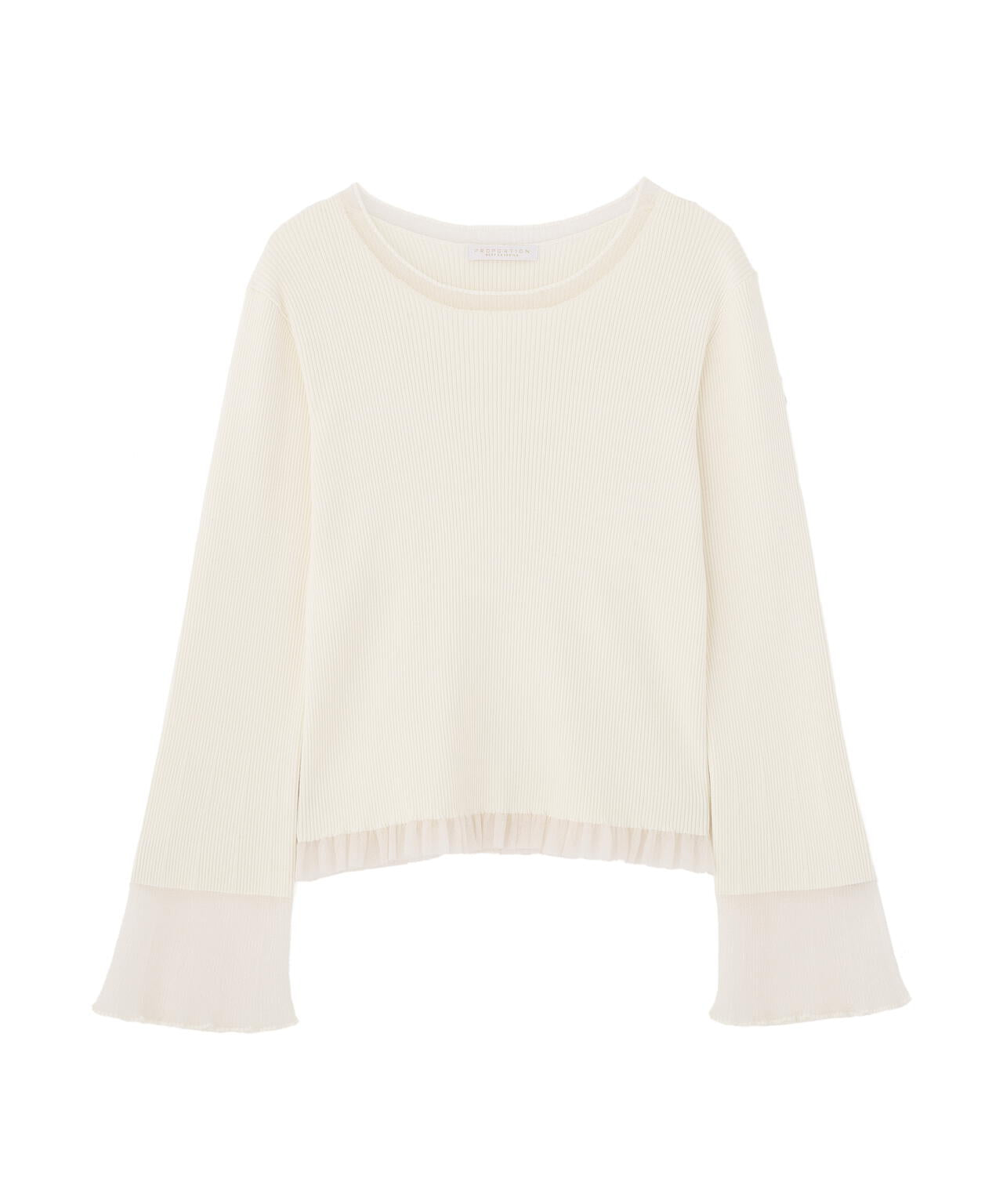 部分シアーフレアスリーブニットトップス