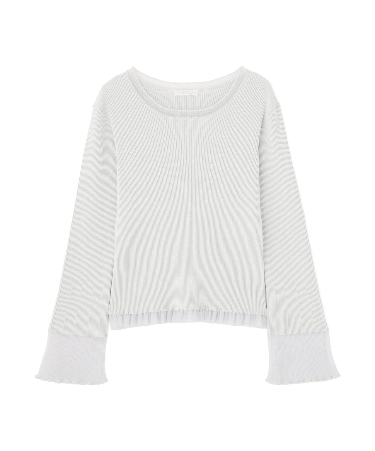 部分シアーフレアスリーブニットトップス