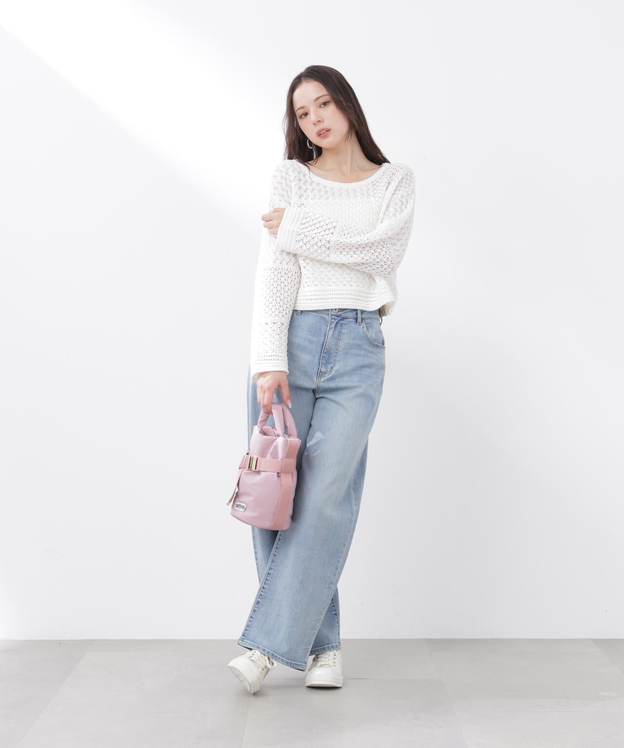 透かし編みボックスニット