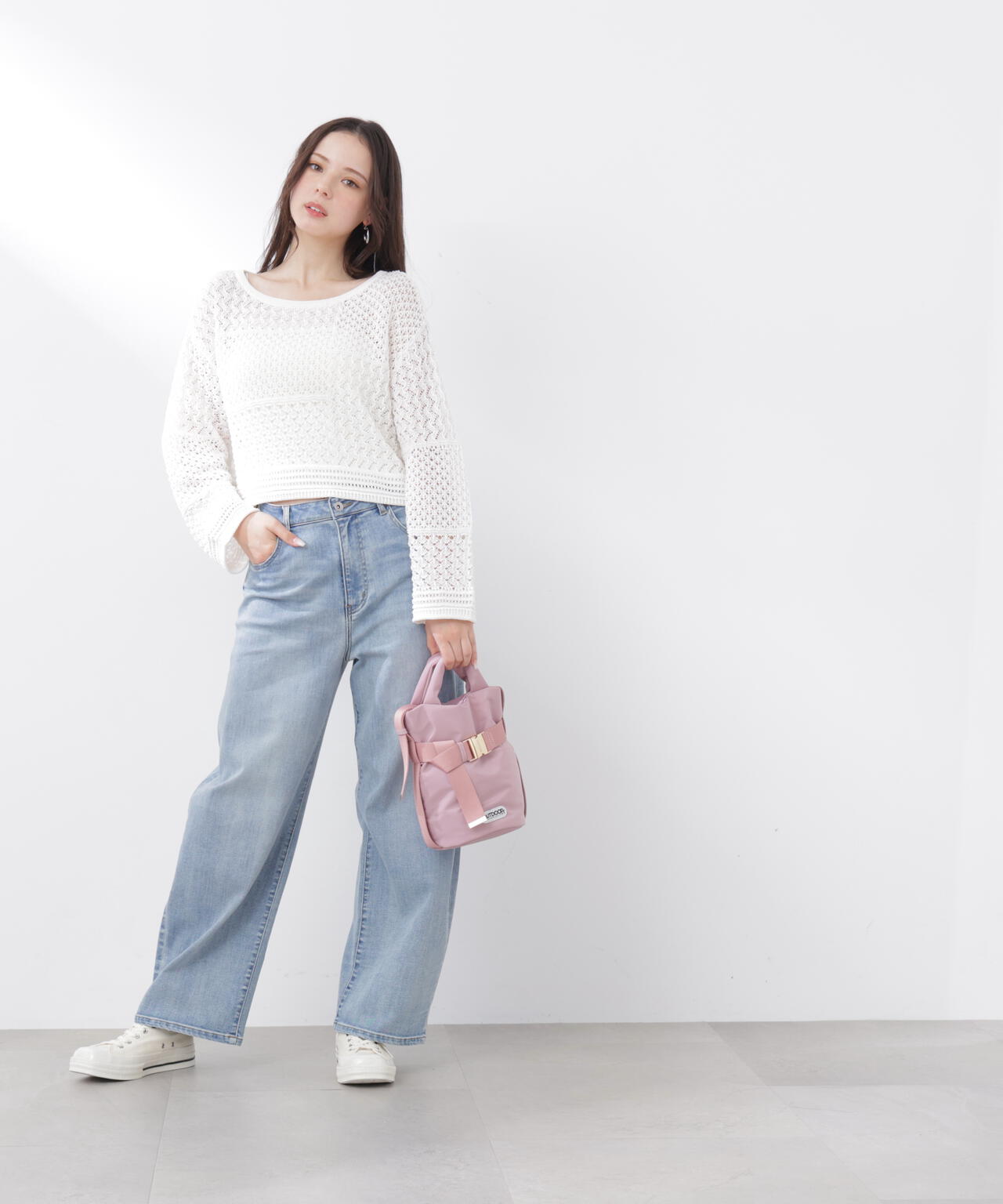 透かし編みボックスニット