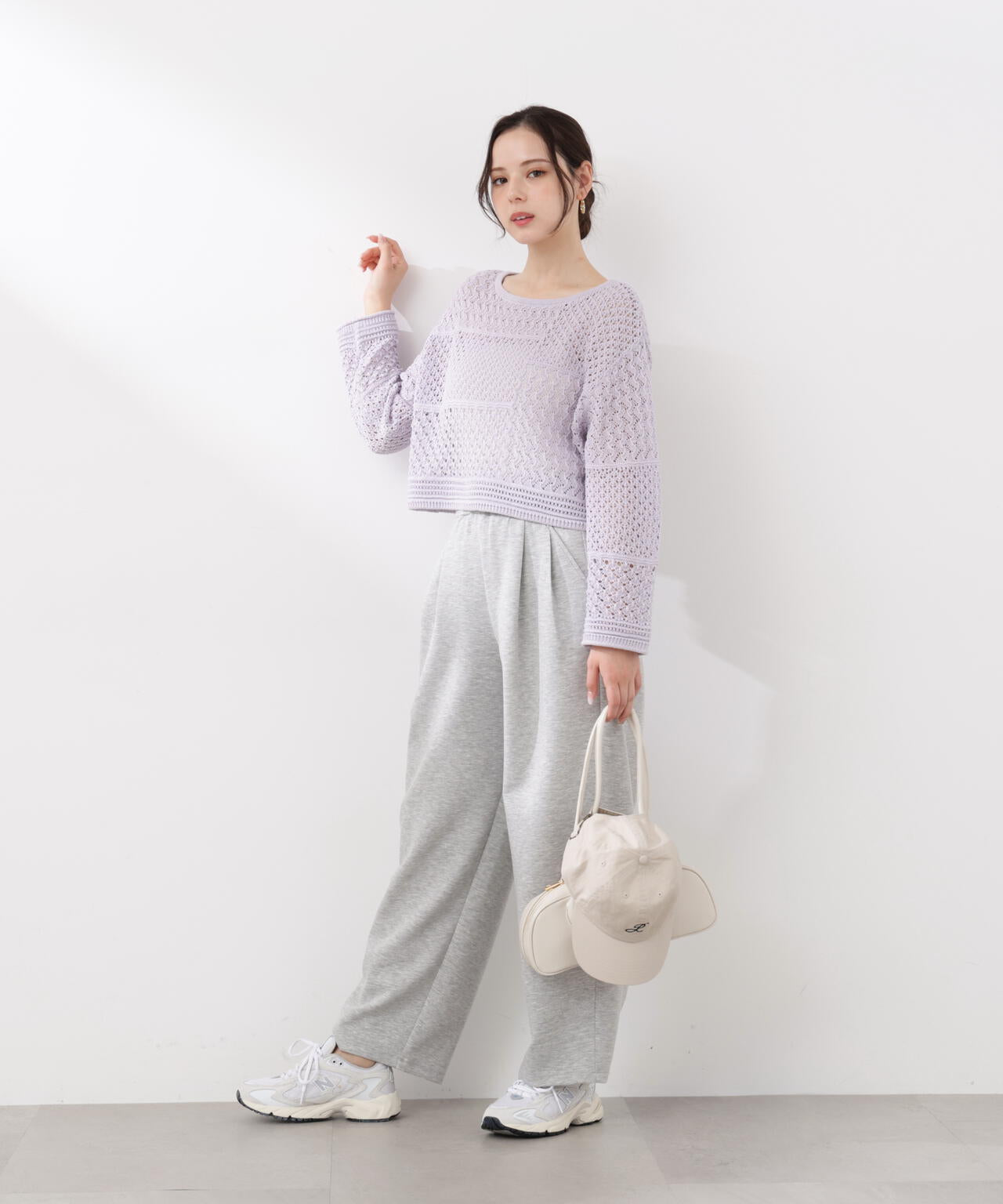 透かし編みボックスニット