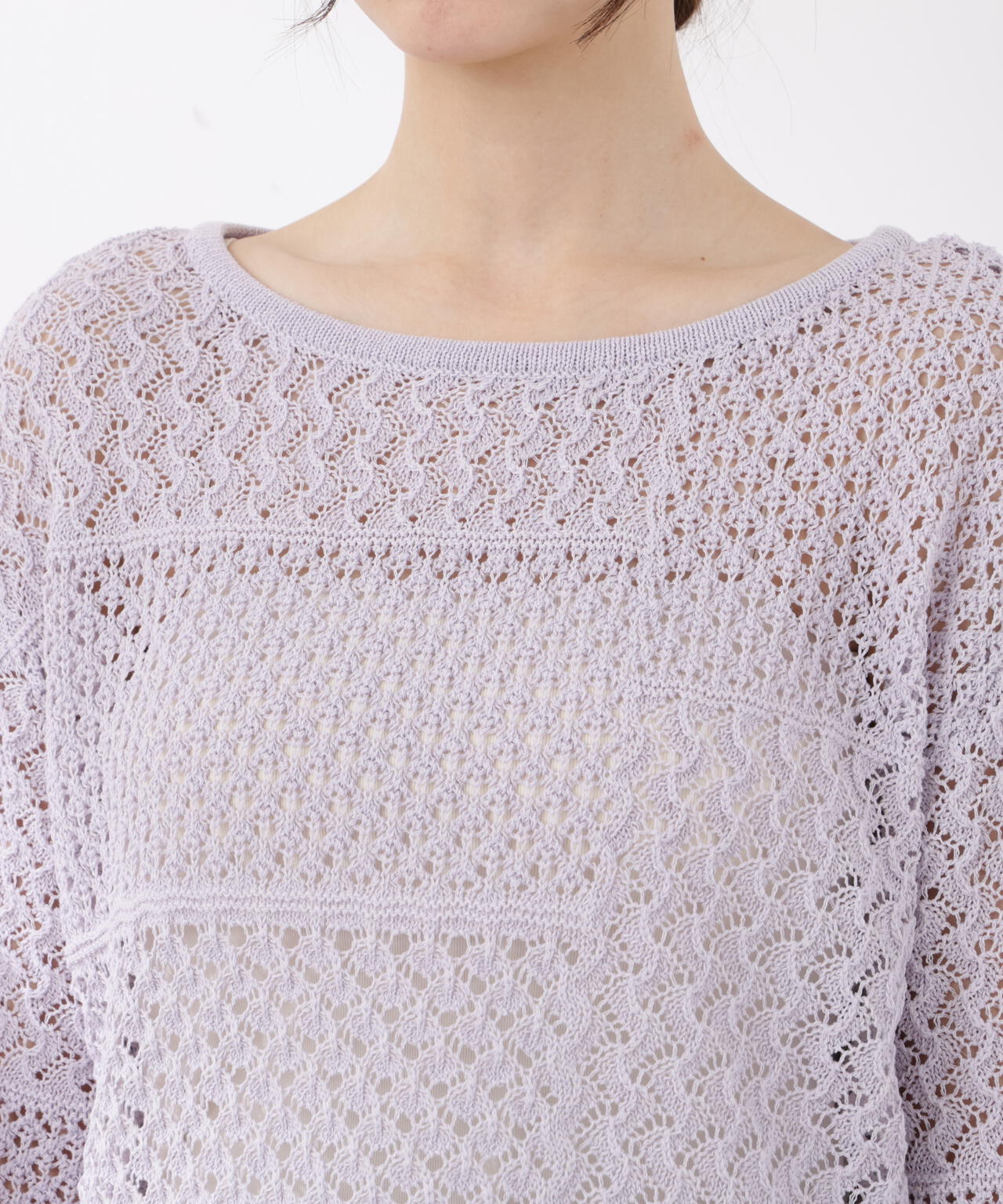 透かし編みボックスニット